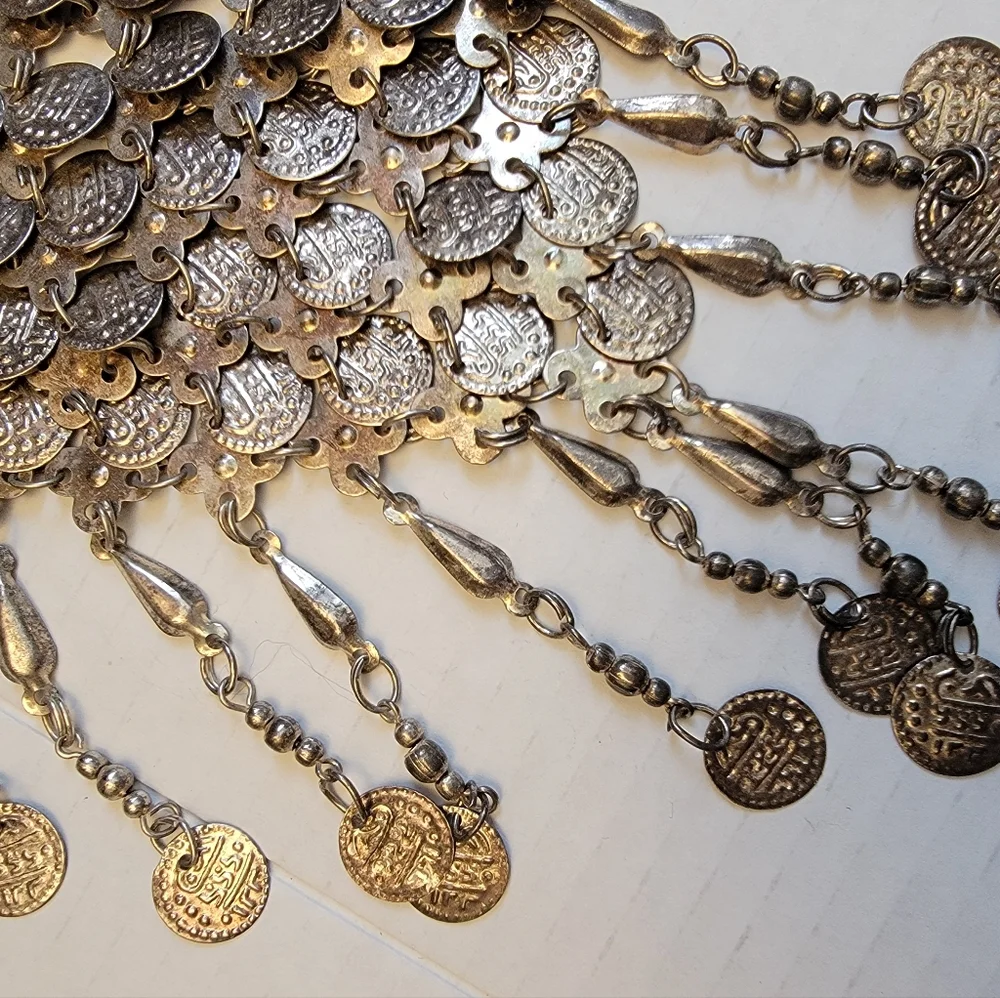 Silver COIN NECKLACE Belly Dancing Gypsy Style - Picture 5 of 7